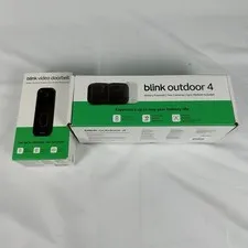 Blink Outdoor 4 Wireless 2 Camera Security System & Blink Video Doorbell Bundle