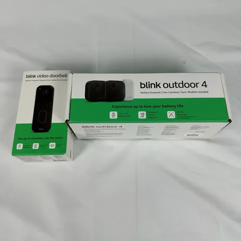 Blink Outdoor 4 Wireless 2 Camera Security System & Blink Video Doorbell Bundle
