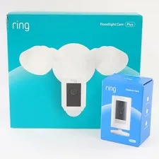 Ring Floodlight Cam Pro w Stick Cam Battery Outdoor Security Bundle - Open Box