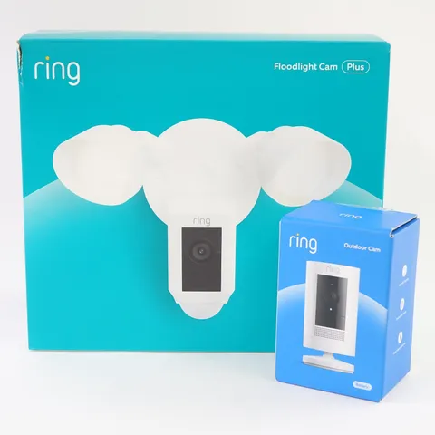 Ring Floodlight Cam Pro w Stick Cam Battery Outdoor Security Bundle - Open Box
