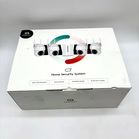 Cooau White 4-camera WiFi Wireless Solar 4MP UHD Home Security System C7