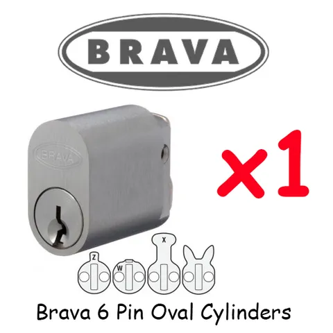 Oval cylinder - 6 PIN - Brava LOCK x1  Lock KEYED ALIKE !!!!
