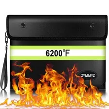 Black 6200 Fireproof Waterproof Money Document Water Resistant Zipper Cash Safe