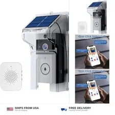 Wireless WiFi Video Doorbell Camera with Solar Rain Cover - Two-Way Audio, Ni...