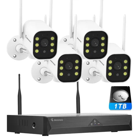 JENNOV 5MP CCTV Security Camera System Wireless 10CH NVR WIFI 24/7 Recording