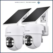 2-Pack 2K Wireless Outdoor Security Cameras with Solar Power & Night Vision