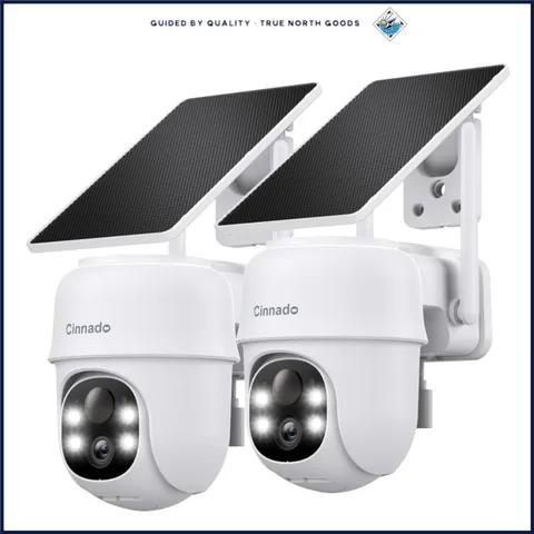 2-Pack 2K Wireless Outdoor Security Cameras with Solar Power & Night Vision
