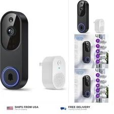 1080p Smart Wi-Fi Doorbell Camera with Doorbell Receiver, AI Motion Detection...