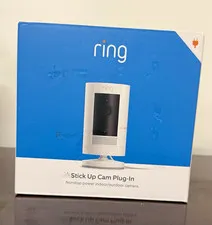 Ring Stick Up Cam Plug-In 1080p Wi-Fi Wired Indoor/Outdoor Alexa White