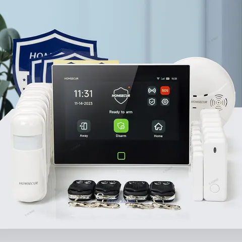 HOMSECUR Wireless WIFI 4G GSM Burglar Intruder 7" Alarm System+6*PIR+Door Sensor