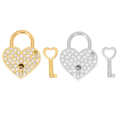 2 Sets Wishing Locks Keys Small Heart Padlock Diary Book Lock Wedding Bow Lock