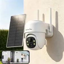 Wireless 2K Solar Security Camera Outdoor Wireless WIFI 360°PTZ Human Detection