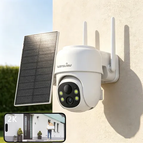 Wireless 2K Solar Security Camera Outdoor Wireless WIFI 360°PTZ Human Detection