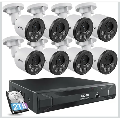 ZOSI 5MP 8CH PoE Security Camera System with Audio,H.265+ 5MP 8 Channel NVR 