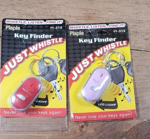  2 Plapie Key Finder Whistle LED Light Fob Key Ring Red & Pink YY 315 See Video
