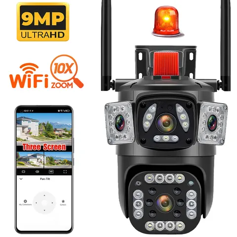 Dual Lens 4K HD Wireless WiFi Outdoor Pan/Tilt Home Security Camera Night Vision