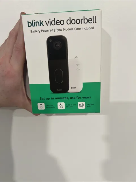 Blink Video Doorbel with Sync Module Core, Battery, Head-to-Toe HD View - Black