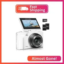 Digital Camera for Photography, 4K Vlogging Camera for YouTube 3" 180° Flip Scre