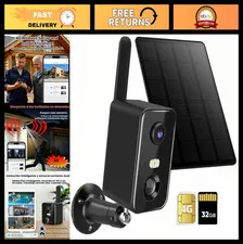 Cámara de Seguridad 4G LTE Batería, Visión Nocturna Color 2K, Detección Movimien