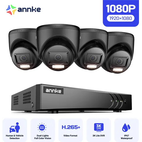 ANNKE 8CH 5MP Lite DVR CCTV 1080P Security Camera System AI Color Night Outdoor