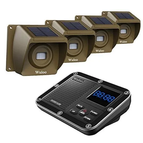 Solar Driveway Alarm Wireless Outside 1800ft Range, Outdoor Motion 1&4-Brown