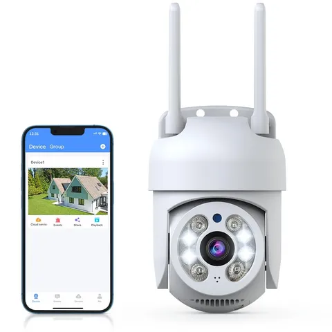 360 Camera PTZ Security Camera 2.4G/5G WiFi Camera Outdoor Wireless, 2-Way Au...