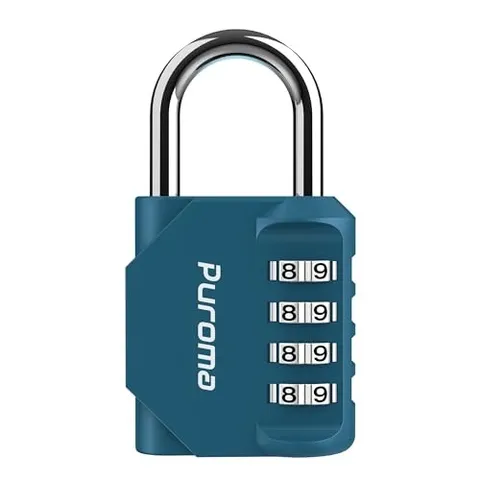 Puroma 4-Digit Combination Padlock, Waterproof Outdoor Lock for Locker, Gym