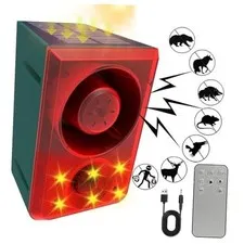 Solar Outdoor Motion Sensor Alarm with Dog Barking Gunshot Sound, Red-1pack