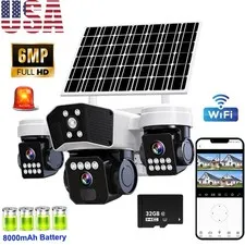 Solar Battery Powered Wireless WiFi Home Security Camera System Outdoor Pan/Tilt