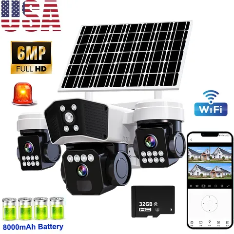 Solar Battery Powered Wireless WiFi Home Security Camera System Outdoor Pan/Tilt
