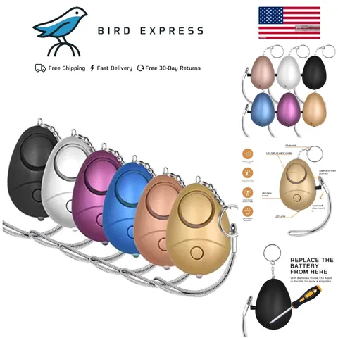 6 Pack Personal Alarm w 140DB Loud Sound, LED Light, Keychain, Emergency Safety