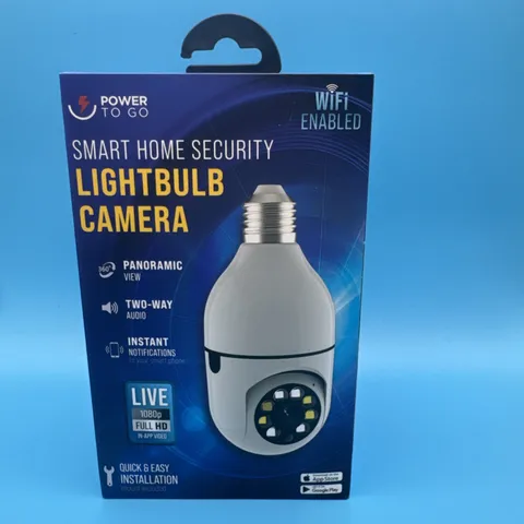 NIB Smart Home Security Lightbulb Camera Two Way Audio 360 Panoramic 1080p #7431
