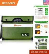 Upgraded 6200°F Fireproof Document Bag with Lock, Fire proof Money Bag for Ca...