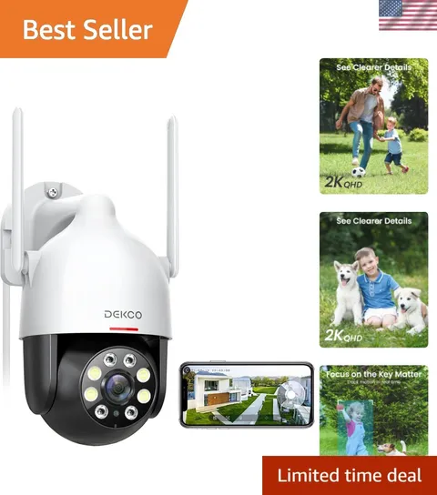 2K WiFi Surveillance Security Camera Outdoor/Home/Dome, Pan-Tilt 360° View, 3...