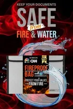 Fireproof Document Bag Envelope Size 8" x 5" 2000°F Rated Fireproof Cash Bags...