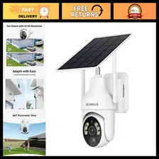 2K Wireless Solar Security Camera Outdoor - 360° Pan/Tilt, Color Night Vision, P
