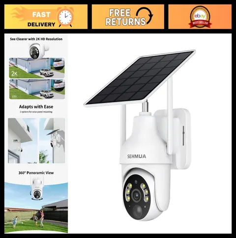 2K Wireless Solar Security Camera Outdoor - 360° Pan/Tilt, Color Night Vision, P