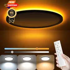 AmazeFan 12Inch LED Flush Mount Ceiling Light with Remote Control, Black