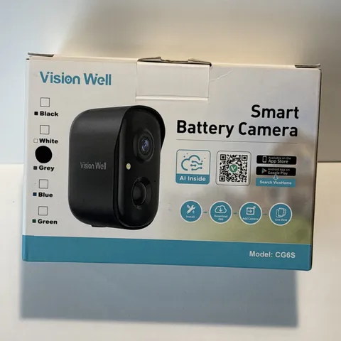 Vision Well Wireless Security Camera, Battery-Powered, 1080p HD WiFi, CG6S Black