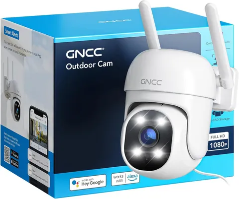 Outdoor Security Camera Wireless Plug-in, 24/7 Recording, 2.4GHz WiFi