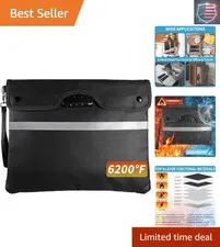 Fireproof Money Bag,A415*11.8'' 6200°F Fireproof,Waterproof,Extra Thick Firep...