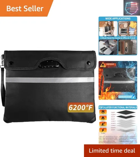 Fireproof Money Bag,A415*11.8'' 6200°F Fireproof,Waterproof,Extra Thick Firep...