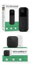 New Blink Video Doorbell+Blink Outdoor 4 Security Camera Bundle W/Sync Module HD