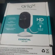 Arlo Essential Indoor Security Camera 2K (3rd Gen - 2025 - Wired Plug-in Power