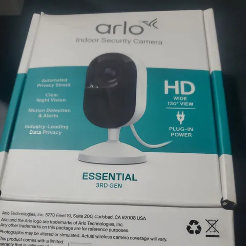 Arlo Essential Indoor Security Camera 2K (3rd Gen - 2025 - Wired Plug-in Power