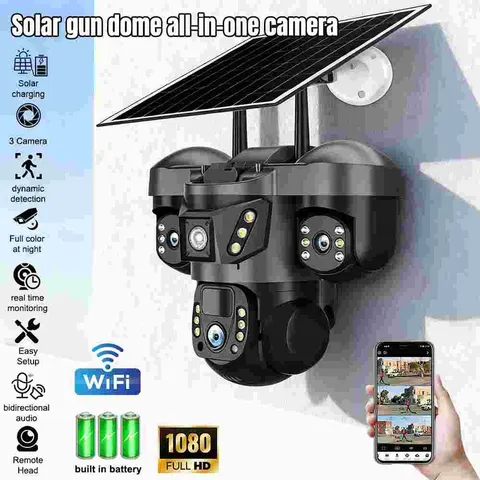 Camara De Seguridad 9MP Solar Inalambricas Para Casa y Exterior Con Audio Video
