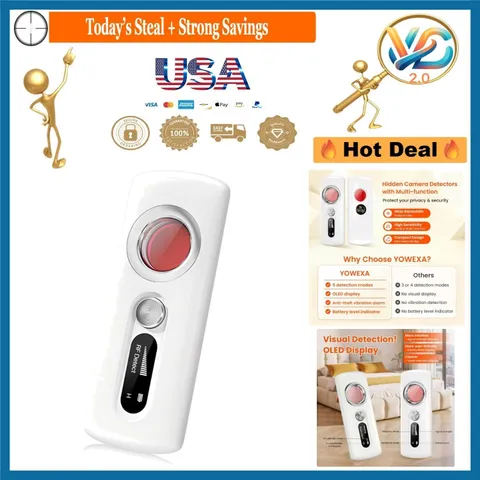 Wireless Hidden Camera Detector for Hotel, Portable 5-in-1 with OLED Screen
