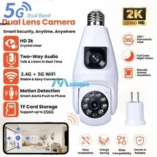 360° 2K IP E27 Light Bulb Camera Dual Lens 5G Wi-Fi Night Smart Home Security US