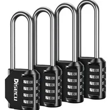 4 Pack 2.6 Inch Long Shackle Combination Lock, 4 Digit Outdoor Waterproof Pad...
