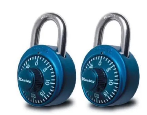 Master Lock Number Combination Padlock Set, Same Combination, Blue, 1530T